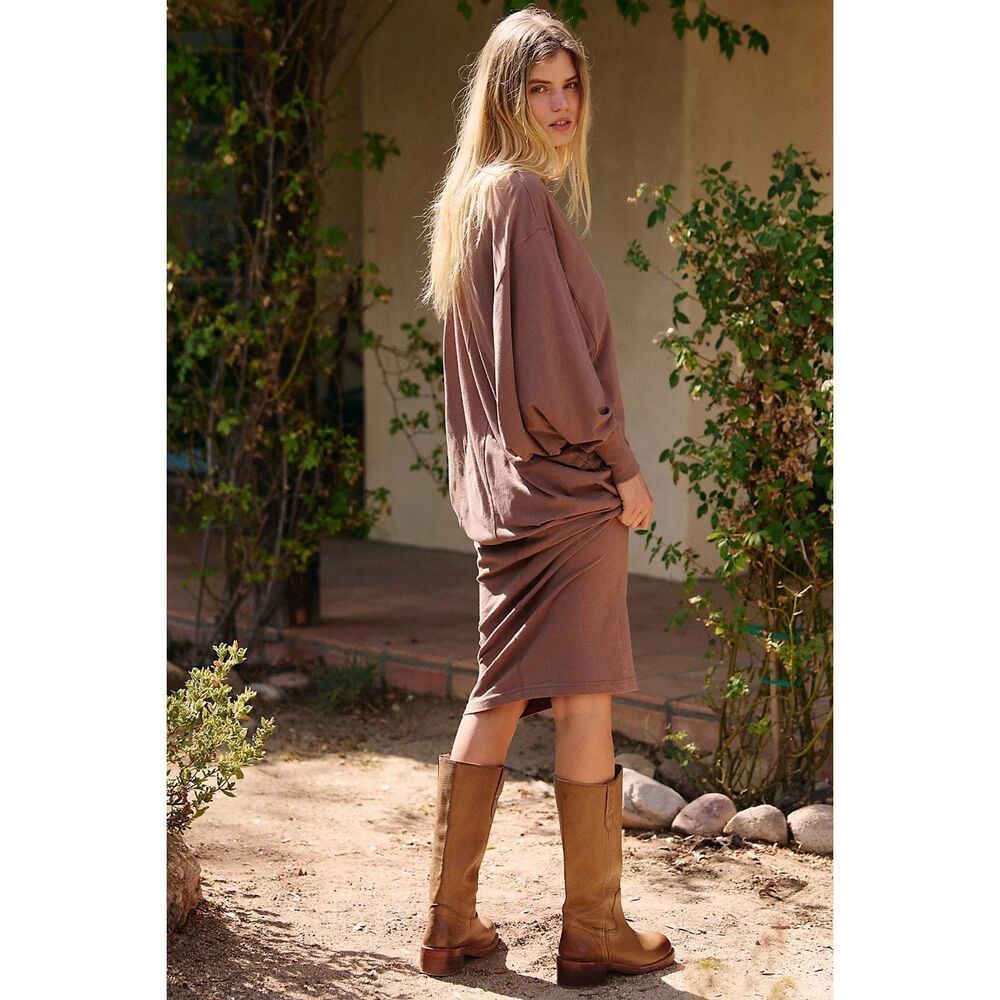 Free People Beach Lifestyle Maxi Dress XS Wine Oversized 100% Cotton NWT - Picture 2 of 8